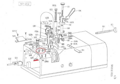 ニッピ革漉きパーツ　603A作動板止めネジ　NP-202　取り寄せ品